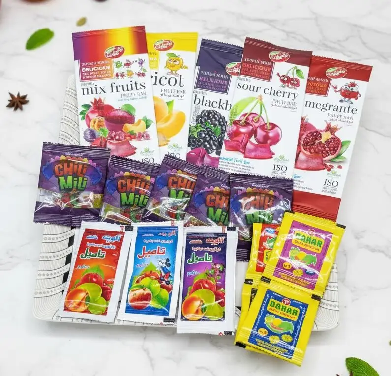 5 imported lavashak sheets + 5 pc chilli milli + 5 pc dakar churan + 3 pc alucha imli tamil / lavashak box ready to eat