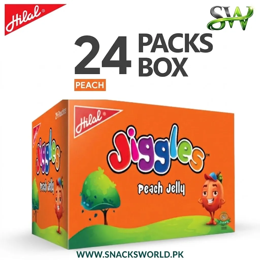 hilal jiggles peach jelly – peach flavored (24 packs)